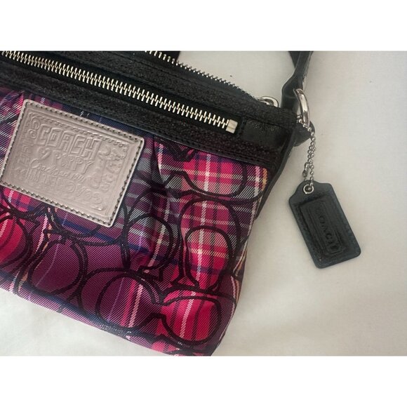 COACH Poppy Signature C Crossbody Bag Black Fuschia Purple - Picture 5 of 5